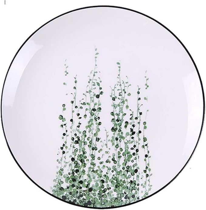 SHINING 8” Green Vegetable Ceramic Plate Creative Fruit Plate Household Steak Plate Plate Set of Ceramic Tableware (Plate E)
