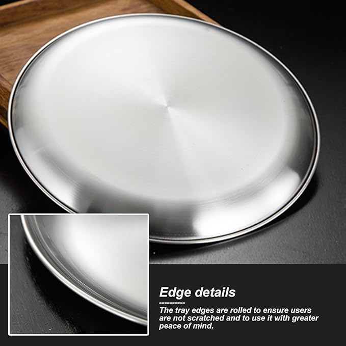 2 PCS Coffee Table Tray, Stainless Steel Serving Tray, Smooth Edges, Wire Drawing Process, Waterproof and Slip Resistant, Multifunctional(Gold,17x1.5CM/6.7x0.6IN)