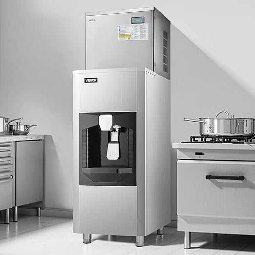 VEVOR Commercial Ice Maker, 450 Lbs/Day Ice-Making Machine, 180 Lbs Large Storage Bin with 20 Lbs/Min Automatic Ice-Dispensing, Self-Cleaning Ice Machine with Touchscreen for Bar, Cafe, Restaurant