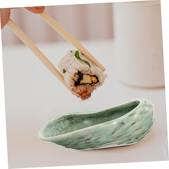 Garneck Oyster Shell Shape Ceramic Plate Sushi Serving Dish for Dinner Decorative Plate