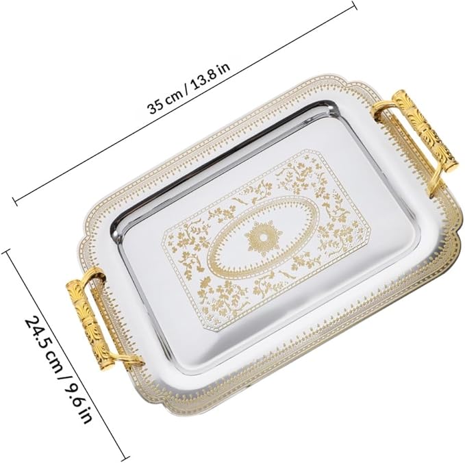Zerodeko European Vintage Fruit Serving Tray Handles Retro Design Fruit Plate for KTV Hotel and Western Cuisine Food Storage Dish Decorative Snack Platter