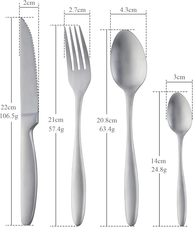 Stainless Steel Flatware serving set,Home Kitchen Eating Tableware Set,Dishwasher Safe,For Home Kitchen Restaurant Hote 4/16/24/32/40/48 Pieces Stainless Steel Knife, Fork And Spoon Hotel Household Ta