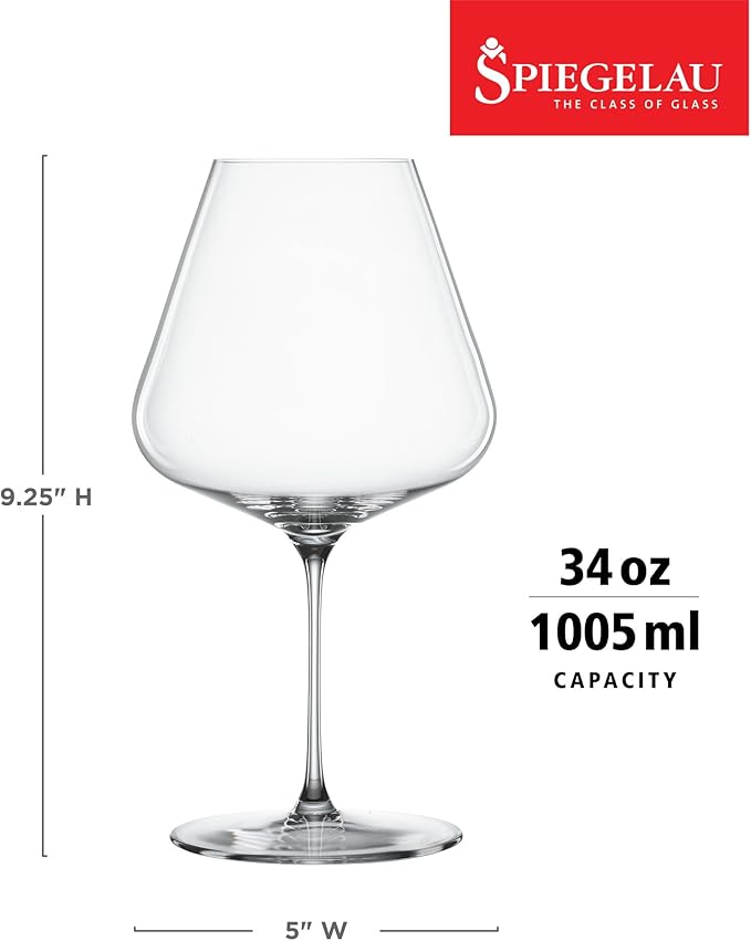 Spiegelau Definition Burgundy Wine Glasses, Large Crystal Clear Red Wine Glasses for Pinot Noir, Elegant Glassware, Wedding Gifts, Birthday Gifts for Women and Men, Home Bar, 34 oz, Set of 4