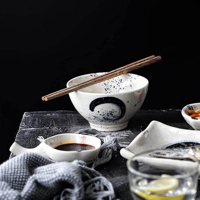 Japanese White Tableware Plates and Bowls Set of 14/25 * 38 Piece Ceramic Plate for Salads Soup Steaks Dishwasher Safe