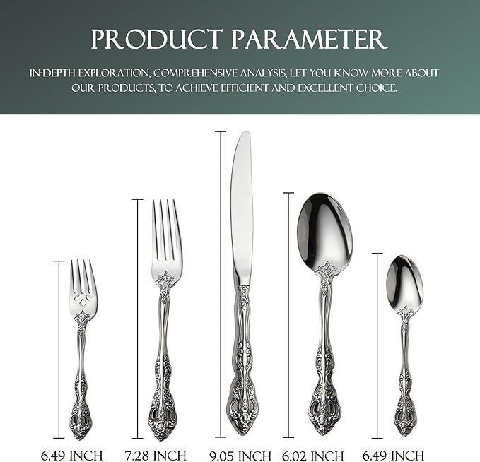 10-piece michelangelo flatware set,luxury silverware set, 18/10 stainless steel flatware cutlery set for dinner,daily use or candlelight dinner,dishwasher safe
