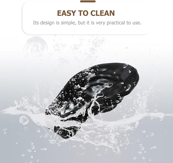 Uonlytech Ceramic Oyster Shell Dinner Plate Matte Black Food Serving Plate Creative Seafood Appetizer Dish for Home Dining and Molecular Cuisine