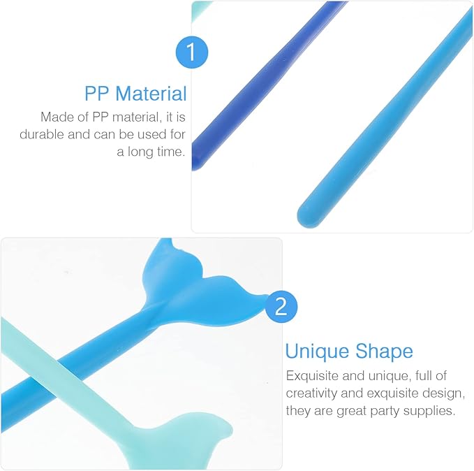 Sewroro 18Pcs Hawaiian Whale Tail Stirring Rods Cocktail Drink Muddler Swizzle Sticks Plastic Coffee Beverage Stirrers Sticks (Blue) Coffee Stirrers