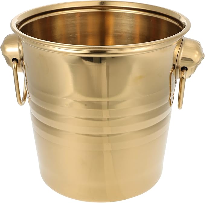 Stainless Steel Ice Bucket Beer Whisky Cooling Containers Tiger Head Ice Bucket Wine Bar Party Favor- 3L (Golden)