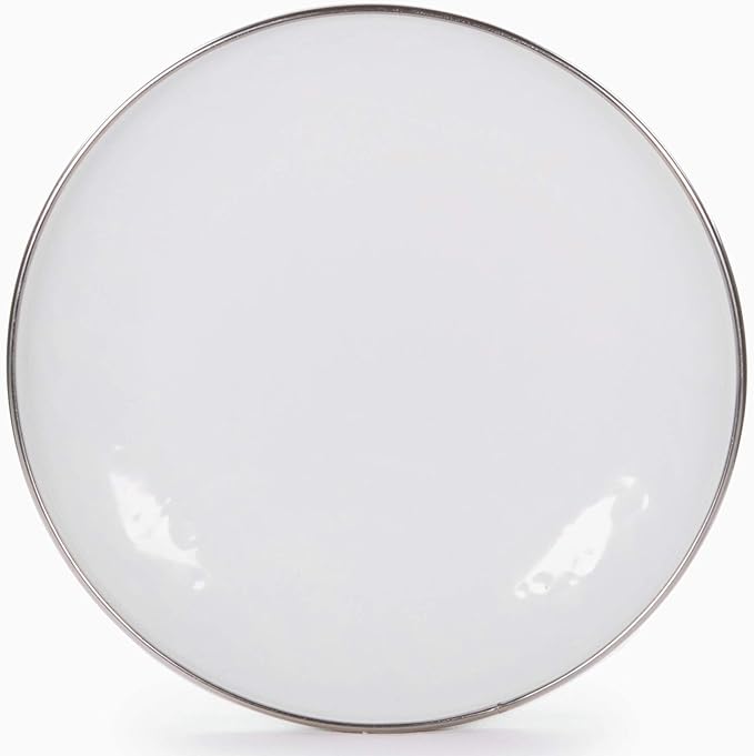 Golden Rabbit Enamelware Appetizer Plates, 6 inch, Solid White Textured, Set of 4