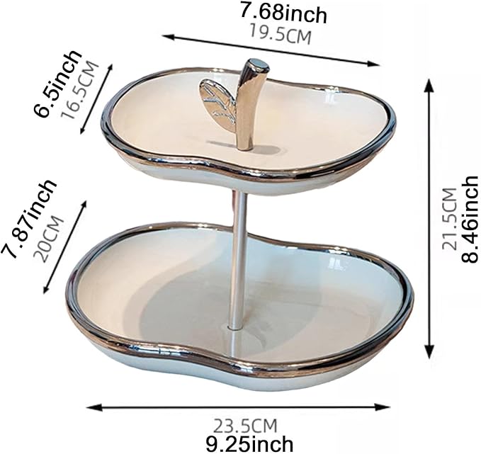 Fruit Serving Tray Fruit Bowl Stand Cake Stand Fruit Pan Creative Snack Plate Dried Fruit Plate for Countertop Cookies Veggie, White Silver