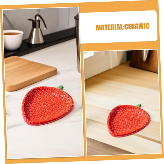 Cabilock Strawberry Shaped Ceramic Snack Plate Charming Porcelain Appetizer Dish for Sushi Pastries and Desserts Decorative Dessert Tray for Home Gatherings and Outdoor Picnics