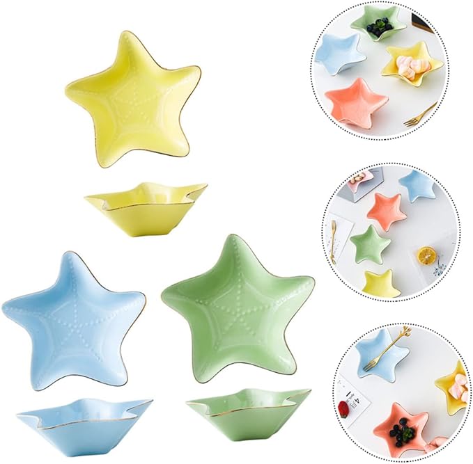 Zerodeko 3pcs Ceramic Seasoning Dishes for Appetizers Kitchen Spice Storage Non- Plates for Home Parties Bbq and Outdoor Use Color Random