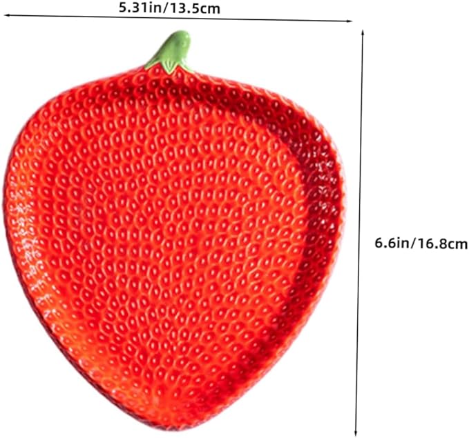 Luxshiny Strawberry Ceramic Dipping Plate: Small Plate For Sauces Snacks And Appetizers - Strawberry Dish For Family Parties And Restaurant Decor