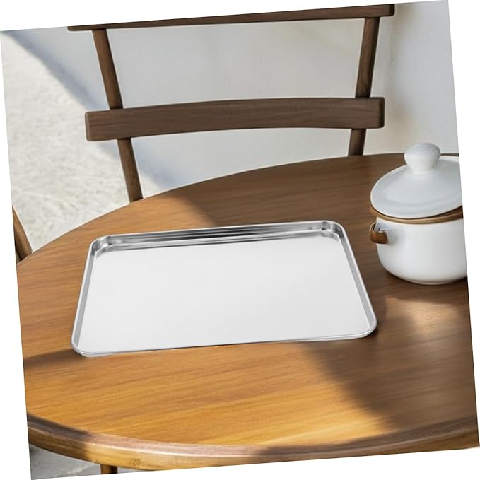 Zerodeko Stainless Steel Serving Tray 2pcs Rectangular Food Plate for Cold Noodle Making Sturdy Non-Slip Design for Home Kitchen and Restaurant
