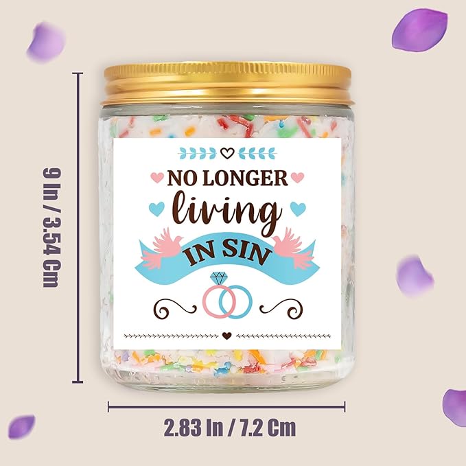 Wedding Gifts for Newlyweds, No Longer Living in Sin Candle, Funny Engagement Gifts, Gift for Bride Groom to Be, Funny Engaged Gift for Her, Bachelorette Party Decoration, Lavender Scented