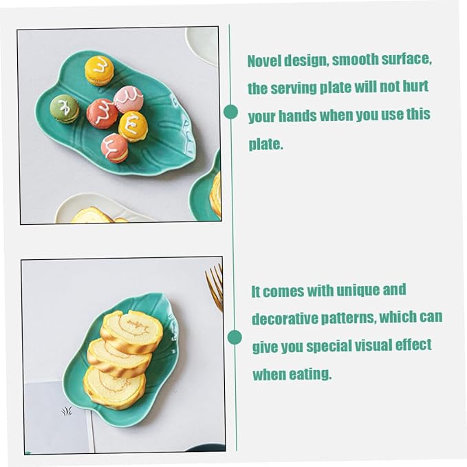 Ciieeo Ceramic Leaf Plate Decorative Dinnerware Simple Design for Dessert Appetizers Snacks Oven Safe Easy to Clean