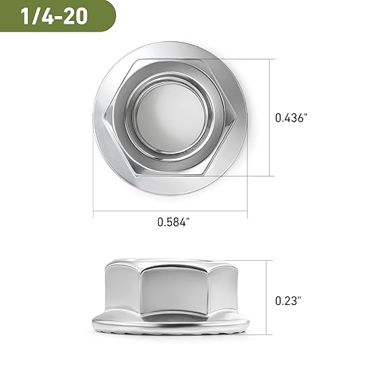 1/4-20 Flange Nuts 90Pcs, Serrated Flange Hex Nuts 304 Stainless Steel 18-8, Bright Plain Finish