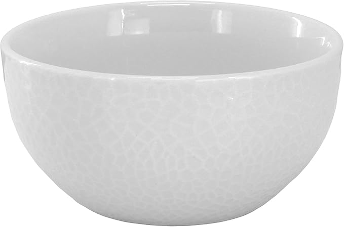 Elama Soyer 16 Piece Textured Design Double Bowl Porcelain White Dinnerware Set, Serveware, Tableware, Bowls, Plate Set (Soyer)