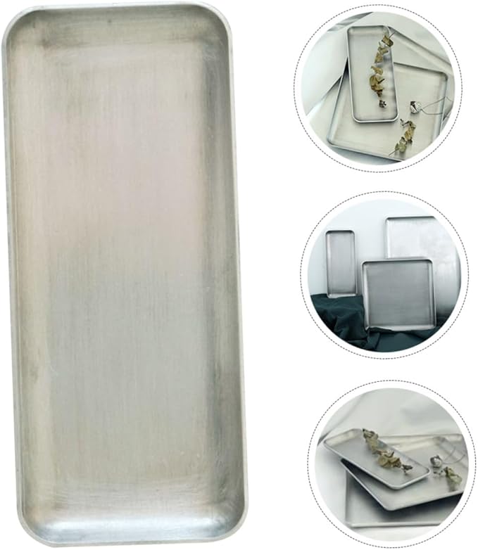 Aluminum Vintage Serving Tray Practical Storage Plate for Home Use Silver Rustic Industrial Style Small Retro Food Display Organizer