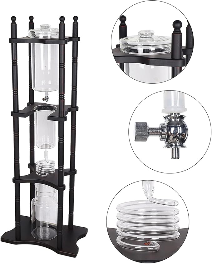 Ice Dripper Coffee Maker, 67.63 oz Cold Brew Coffee Tower with Built-In Glass Filter Core and V-Shaped Spout, Adjustable Speed & Extraction Time Manual Ice Drip Coffee Maker For Cafes Parties