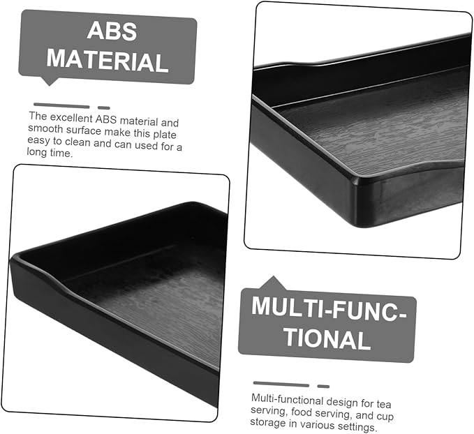 Happyyami 2pcs Black Serving Tray for Party Multi-Functional Fruit Snack Cake Water Cup Storage Tray
