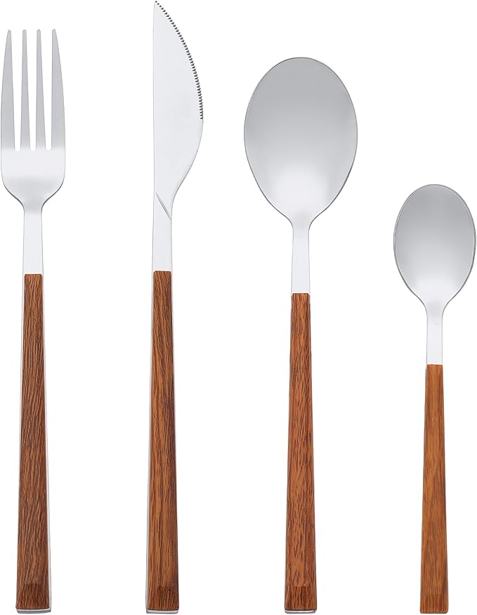 4 Piece Silverware Set, Stainless Steel Flatware, Mirror Polished Cutlery Set with Knife, Serving Utensils Set for Kitchen Eat 4 PCS Silver