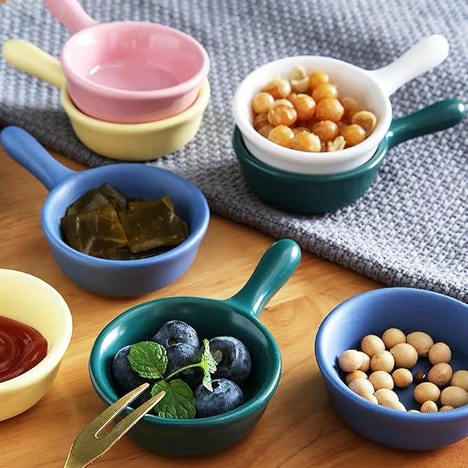snack plate Soy Sauce Dish Small Bowls Dipping Condiment Server Mini Dipping Soy Sauce Dishes Ceramic Sushi Snack Appetizer Plates Set with Handle snack tray