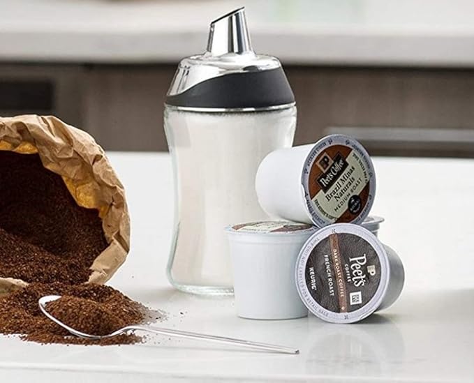 J&M DESIGN Sugar Dispenser with Pour Spout Lid Sugar Container Shaker Coffee Bar Accessories Organizer Essentials Powdered Creamer Baking Supplies 7.5oz Glass Jar Pourer Sugar Bowl Salt Dish Holder