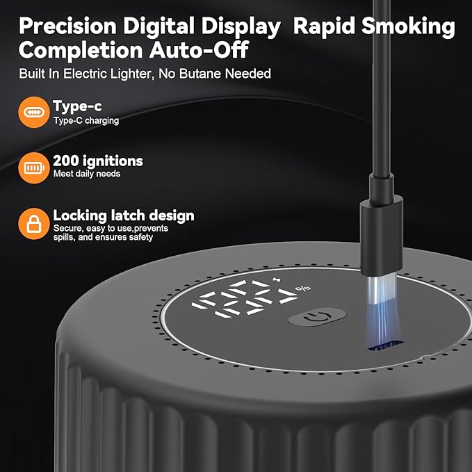 Electric Whiskey Smoker kit - Built-in Lighter (No Butane）Drink Smoker, 6 Wood Chip Flavors, Rechargeable Cocktail Smoker Kit, Birthday Bourbon Whiskey Gift, Suitable for Men, Dad, Husband