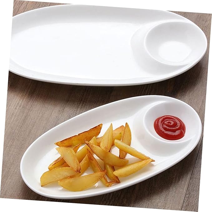 Amosfun Decorative Ceramic Appetizer Plate Divided Food Serving Tray for Dips Snacks and Sushi for Home Restaurant and Parties Easy to Clean and Dishwasher Safe