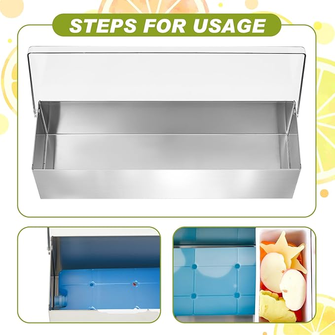 Mifoci Bartending Supplies Garnish Tray with Lid Bar Caddy 3 Tier Glass Rimmer 12 Stainless Steel Bottle Pourers 2 Juice Pour Bottle 1000 Cocktail Straw 3 Serving Tong(6 Compartments,Stainless Steel)