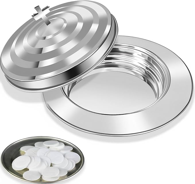 Upgraded Communion Tray and Cover Set for Churches,Bread Tray,Stainless Steel Communion Set Supplies (Silver-Bread Tray and Cover Set)