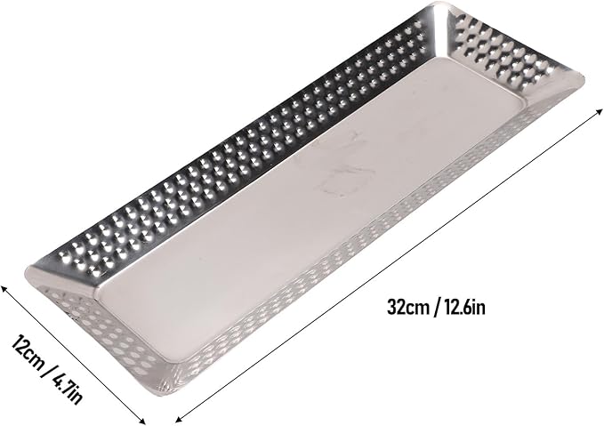 Stainless Steel Rectangular Serving Tray, Multipurpose Silver Decorative Platters, 9.8 x 4.3 x 0.6 Inch for Vanity Platter Kitchen Bathroom Counter Storage Counter Organizer