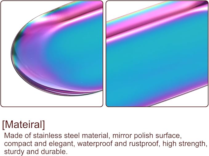 uxcell 6pcs Stainless Steel Decorative Tray, 7 Inch Oval Jewelry Tray, Small Serving Tray for Bathroom Countertops, Closets, Dressers, Multicolor