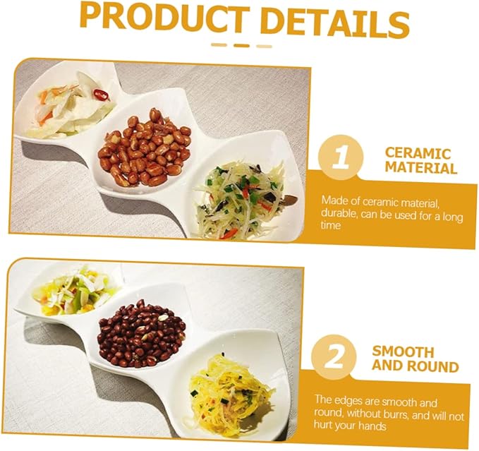 Appetizer Plate Set Three-grid Sauce Dish Perfect for Restaurant Home Hotel Bar