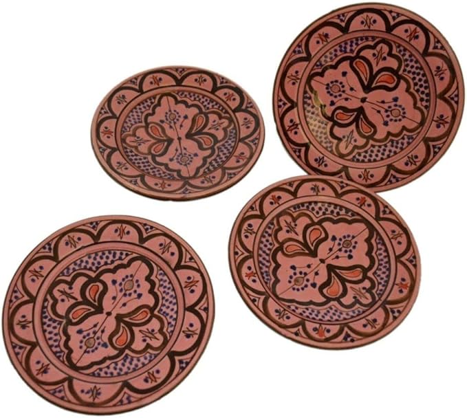Ceramic Plates Handmade Appetizer Tapas Set Of 4 - Pink