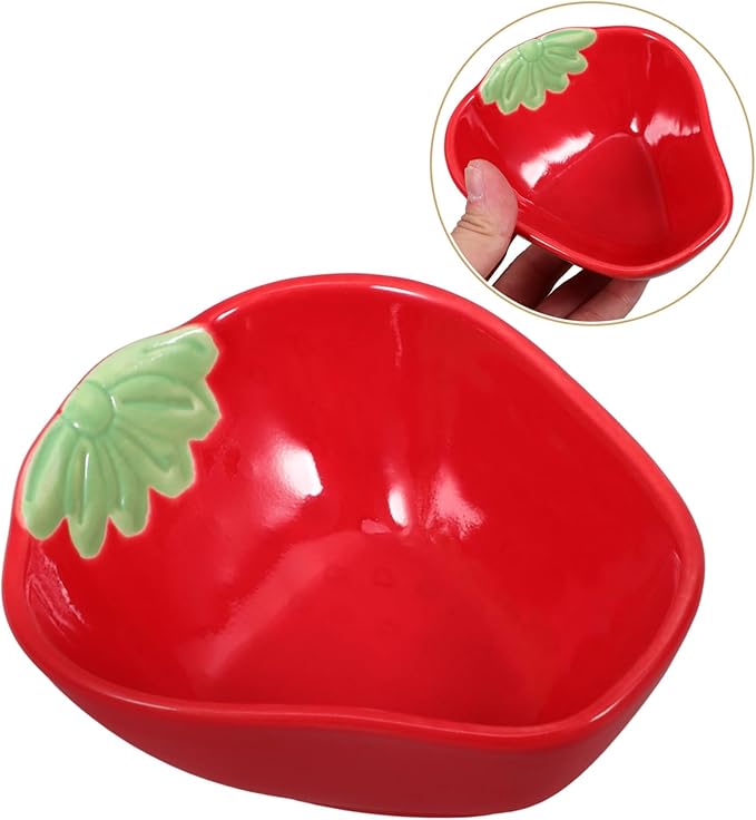 Alipis Strawberry-Shaped Ceramic Dipping Dish Small Sauce Plate for Seasoning Appetizers and Desserts Unique Kitchenware for Home Use