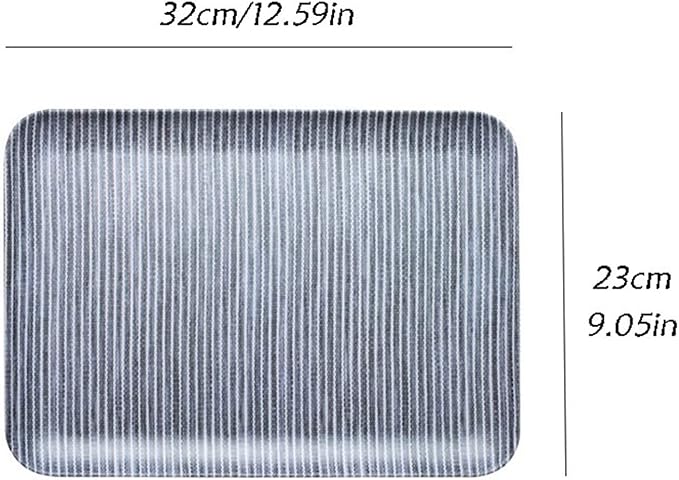 GLigeT Serving Tray Stripe Storage Tray Household Multi-Function Service Tray Fruit Tray Rectangular Resin Tray Breakfast Tray(Large)