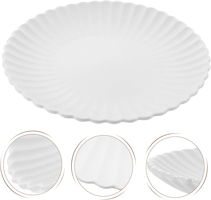 ABOOFAN Chrysanthemum Shaped Ceramic Dessert Tray Elegant Matte Snack Plate for Home Kitchen Tableware for Serving Cakes Sushi and Appetizers White