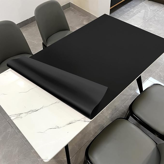 Table Top Cover - 32x64 Inch Waterproof Easy to Clean Can Conceal Flaws Protector The Table Top from Scratches Used for Dining (Black+Black 32x64)
