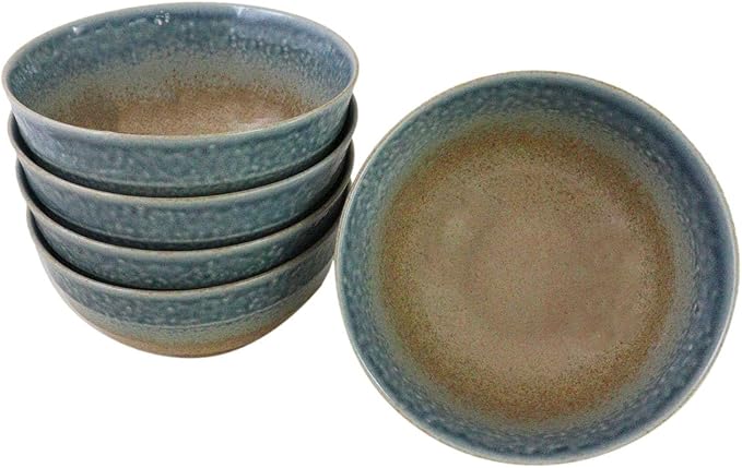 Ebros Gift Artistic Blue River Ao Nagashi Collection Dinnerware Serveware Kitchenware Set Asian Japanese Restaurant Supply (Pack Of 5 Medium Soup Salad Rice Bowls 24oz)