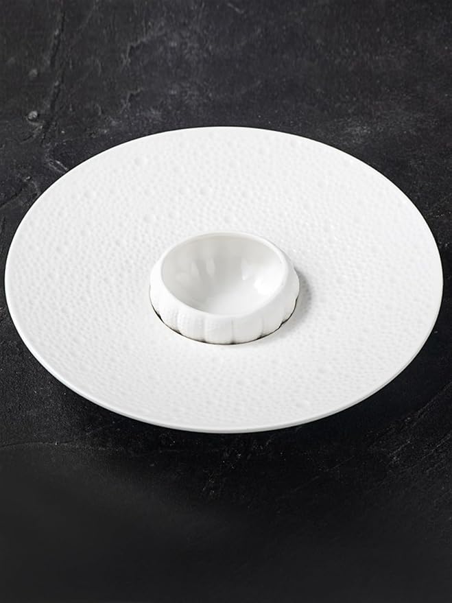 Appetizer Plates Creative Stone Pattern Ceramic Western Food Plate Restaurant White Plate Caviar Plate Cheap Plates(A)