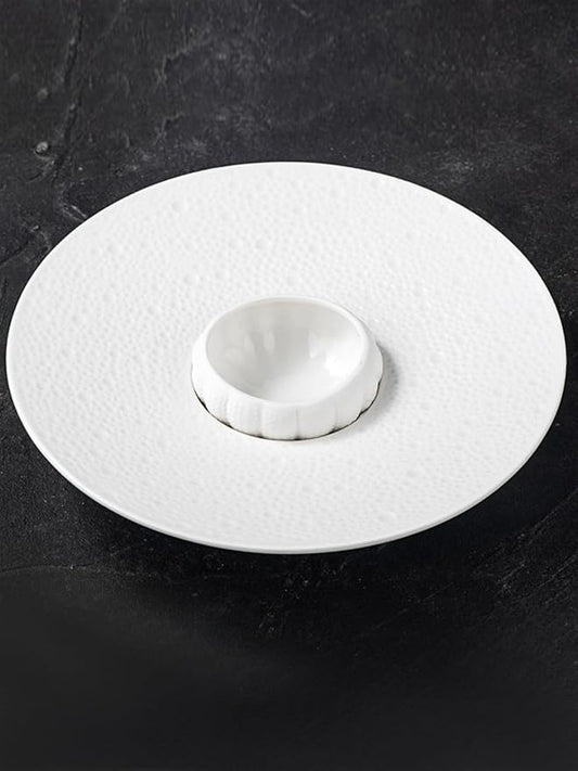 Appetizer Plates Creative Stone Pattern Ceramic Western Food Plate Restaurant White Plate Caviar Plate Cheap Plates(A)