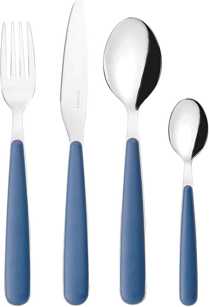 Guzzini - 24 Piece Stainless Steel Cutlery Set, White, "POP" (Navy)