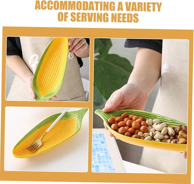 Ceramic Corn Trays Handpainted Appetizer Plates for Serving Corn The Cob for Family Meals and Dinner Parties Dinnerware for Fruits and Snacks
