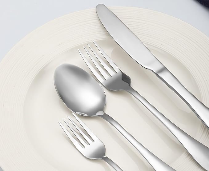 Stainless Steel Flatware Serving Set,Home Kitchen Eating Tableware Set,Dishwasher Safe,for Home Kitchen Restaurant Hote 53-Piece Thickened Stainless Steel Cutlery Set Hotel Restaurant Knife, Fork and