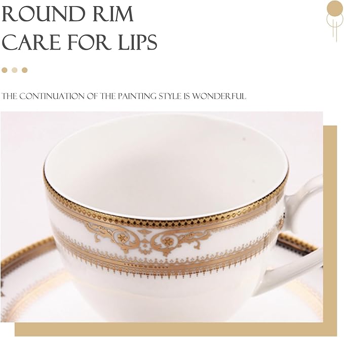 8 pieces bone china dishes set for 2, ceramic plate set with gold thread, elegant royal pattern dinnerware sets for wedding, housewarming, birthday
