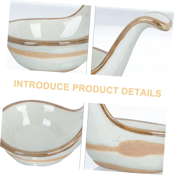 Cabilock 2pcs Elegant Kitchen Seasoning Plate Ceramic Caviar Spoon Bowl Easy to Clean