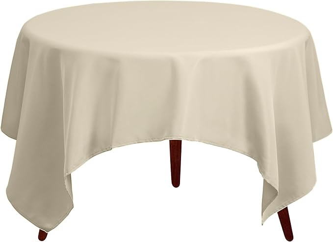 Gee Di Moda Square Tablecloth - 85 x 85 Inch Ivory Table Cloth for Large Square or Round Tables - Heavy Duty Washable Fabric - for Buffet Table, Holiday Party, Dinner, Wedding & Baby Shower