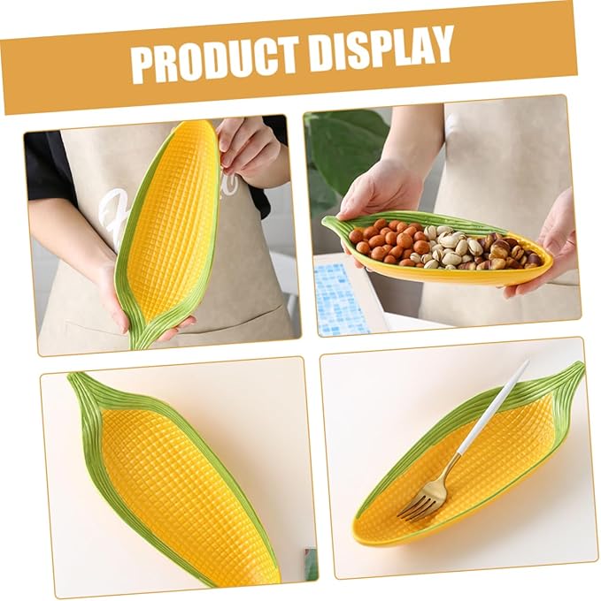 Ciieeo Ceramic Corn Cob Holders with Non Slip Bottom Handpainted Appetizer Plates for Sushi Family Meals Microwave Dishwasher Safe Corn Dishes Elegant Serving Trays for Dining